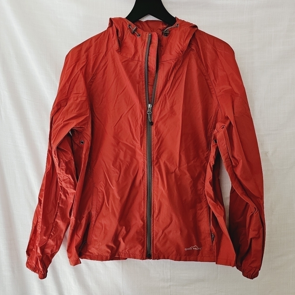 Eddie Bauer Windbreaker Water Resistant Oxide Orange Women's Hooded Jacket